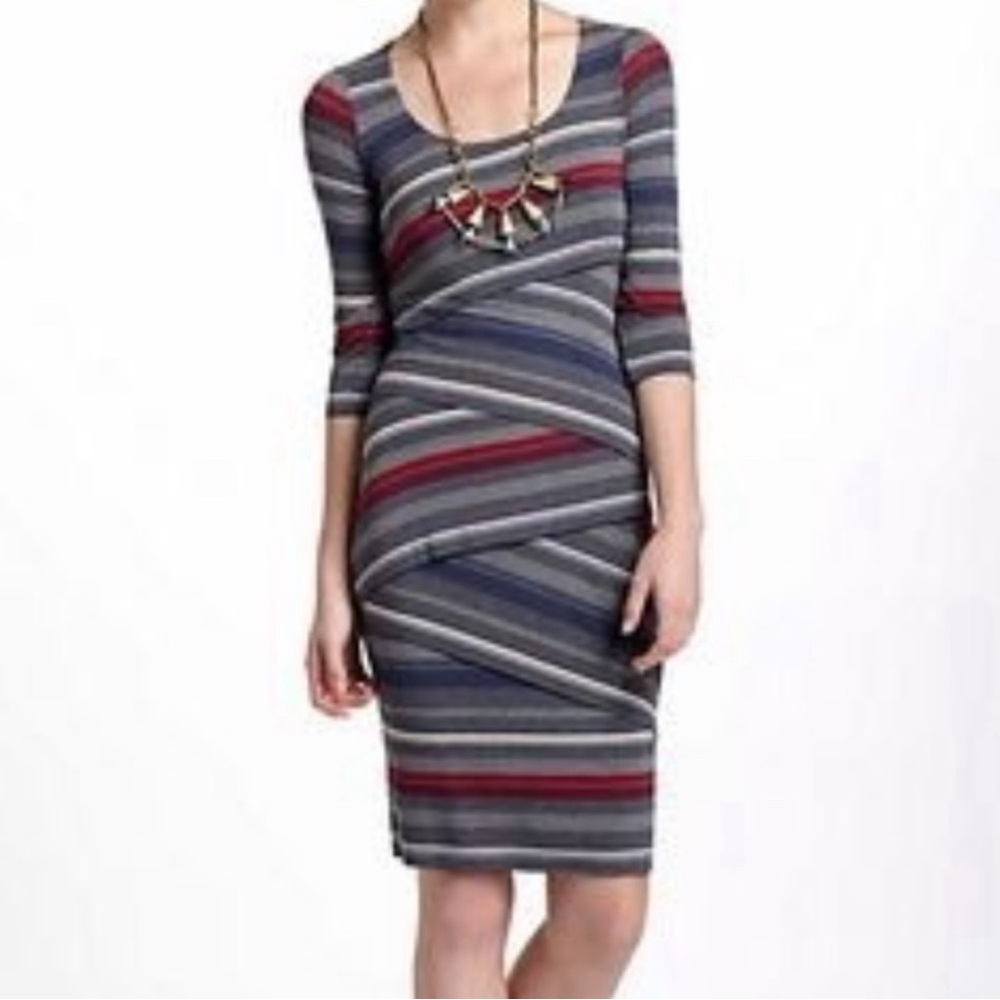 Bailey 44 Bodycon Dress Grey Red Navy White - M